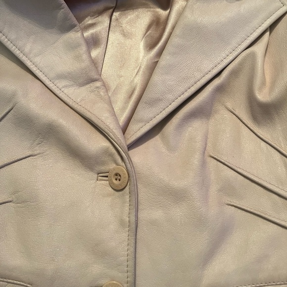 Y2K Vintage Beige Genuine Wilson Leather Maxima Blazer Sz M Button - Picture 8 of 11